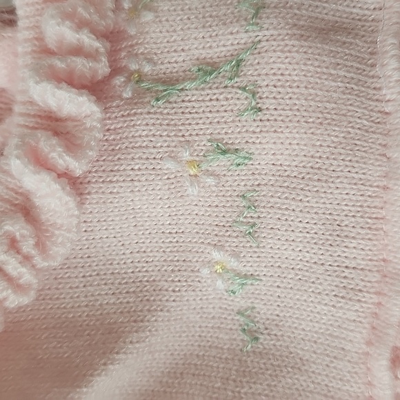 Vintage Ja. nor Knit Delicate Pointelle Light Pink Floral Embroidered Dress, 18m - Picture 4 of 10